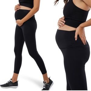 Ingrid & Isabel High Waist Fold Over Maternity Leggings Black XS